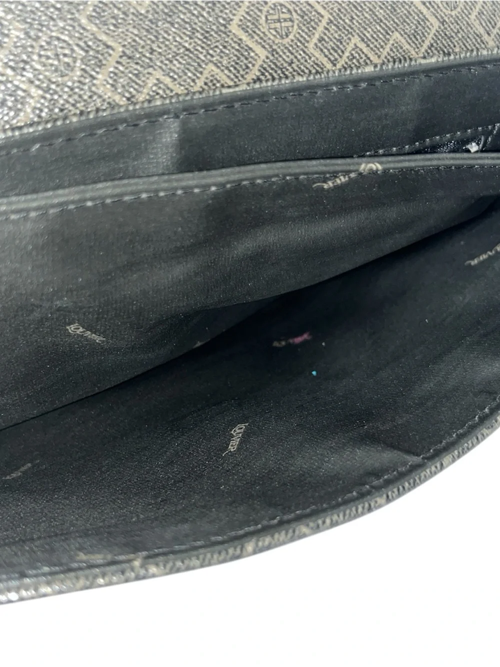 Lousier Paris Vintage Logo Black Crossbody Envelope Pocket Bag Black Gold